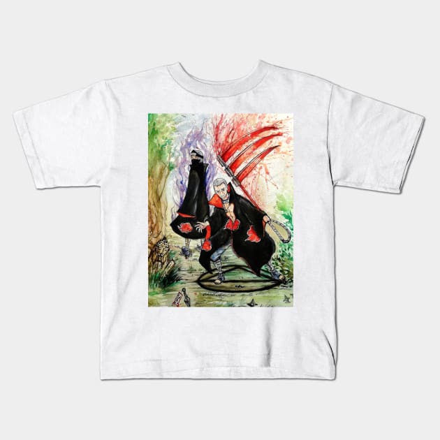 Kakuzu and Hidan Kids T-Shirt by Inkhov